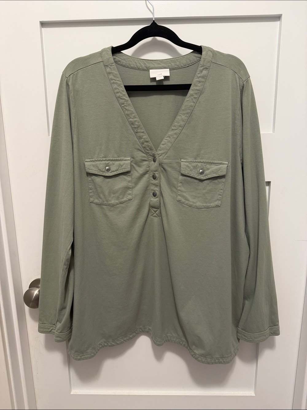 J. Jill Olive V-Neck Long Sleeve Henley